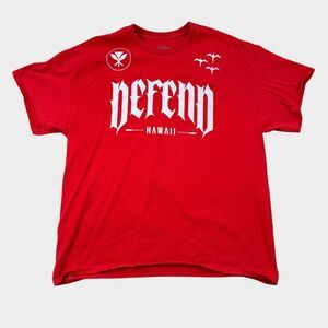Defend Hawaii T Shirt Mens XL Red Mana Warrior Gothic Graphic Logo Short Sleeve